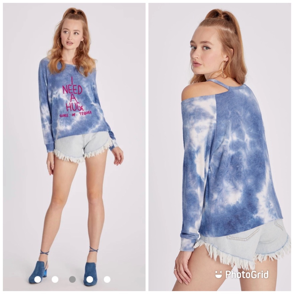 Wildfox Couture Sweatshirt Blue Cloud Tie Dye